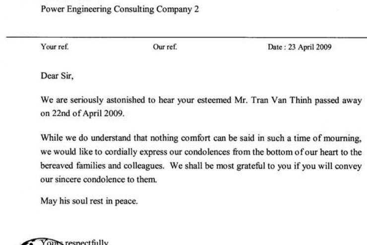 Cordially express in condolences from VIC